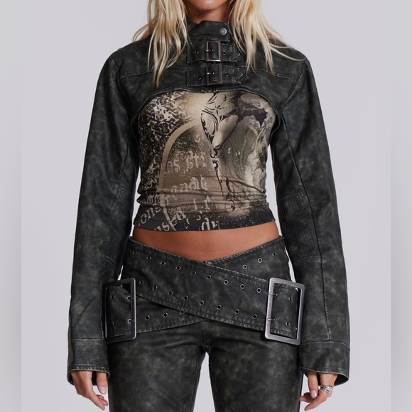 Jaded London Tops - Jaded London Cropped Biker Jacket